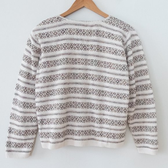 Reba Rose Vintage Striped Cardigan Sweater with Shell Buttons - Picture 4 of 5